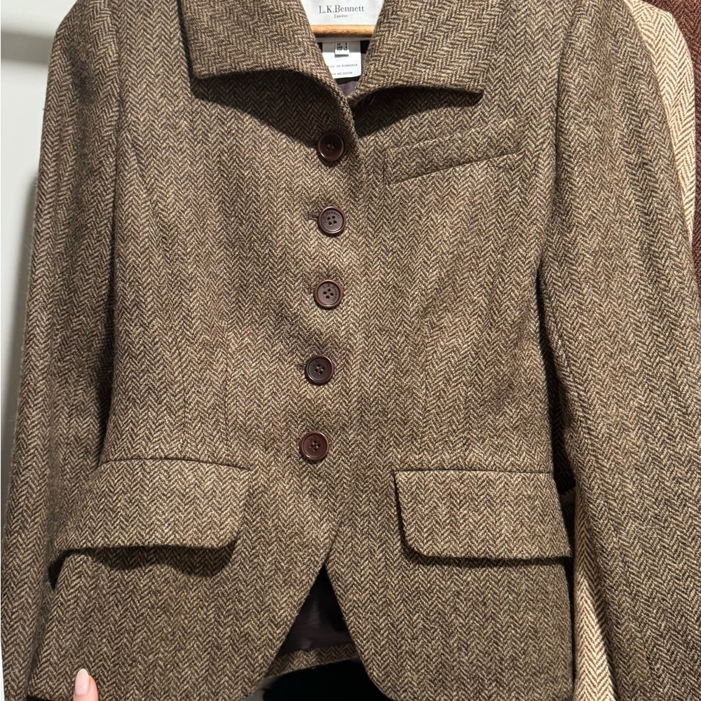 LK Bennett Tan Herringbone Blazer